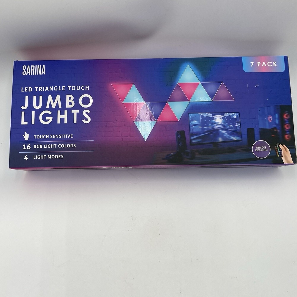 Sarina LED Hexagon Touch Lights 7 Pack SOUND ACTIVATED MULTICOLOR NEW & Sealed